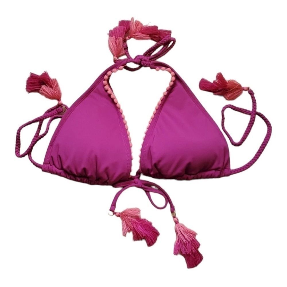 Bleu Rod NWOT Beattie  Bikini Top Let's Get Knotty Triangle Top Tie Strings Sz 4 - Picture 6 of 7